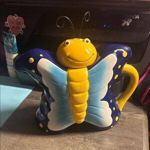 Whimsical WMG Ceramic Butterfly Teapot - playful